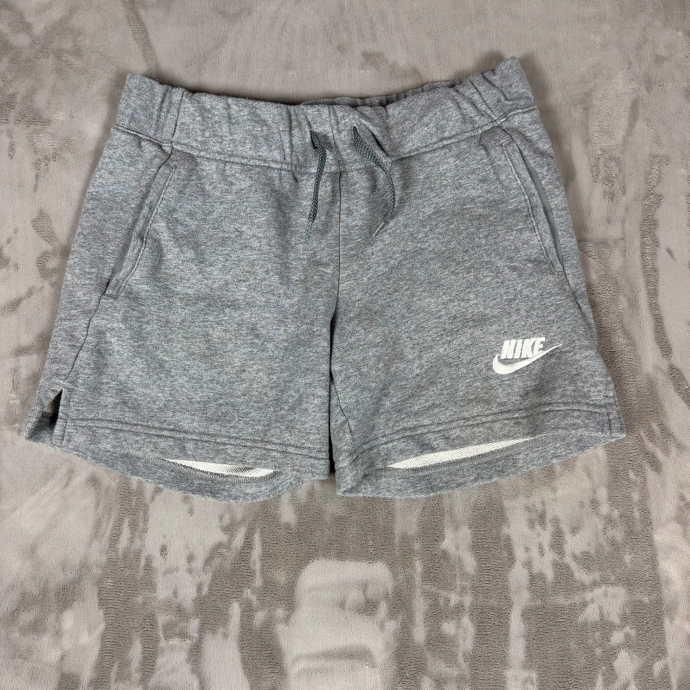 Nike womens Sportswear French Terry Shorts Gray Heather Drawstring Size Large L